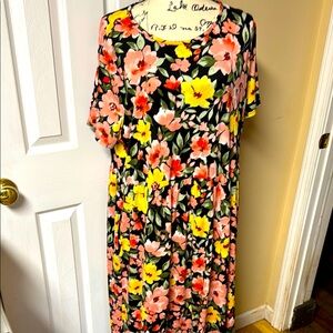 Floral Women's Dress - Black, Pink, Yellow